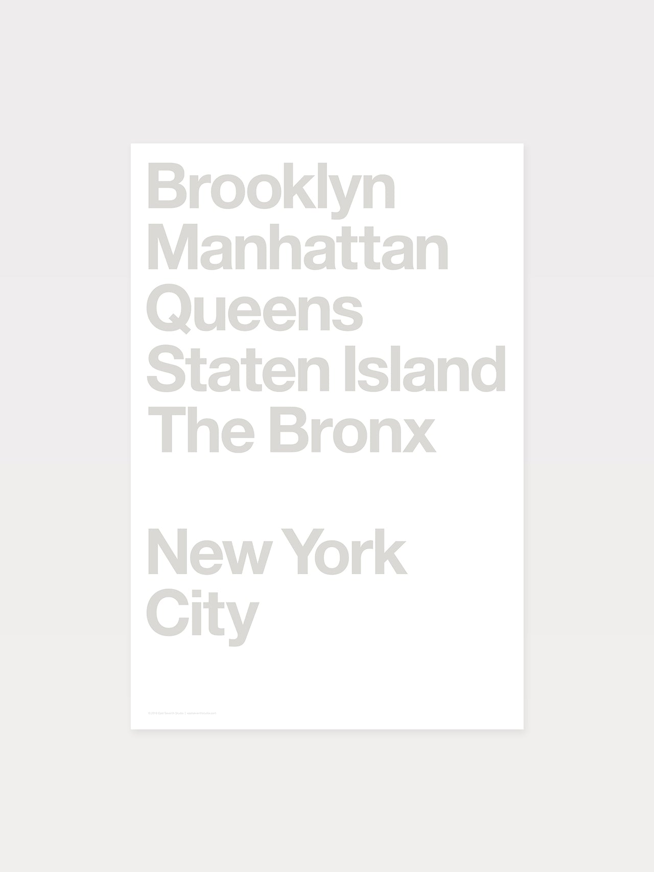 NYC Boroughs (Cool Grey 1 on White)