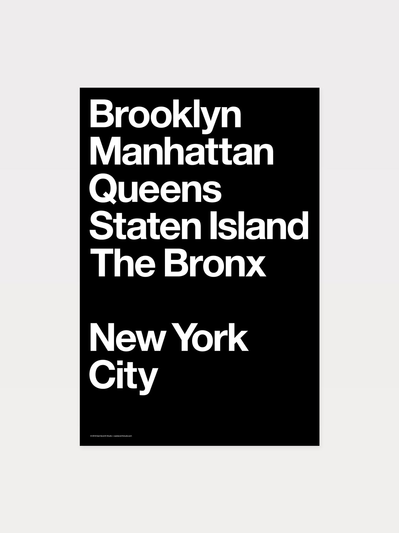 NYC Boroughs (White on Black)