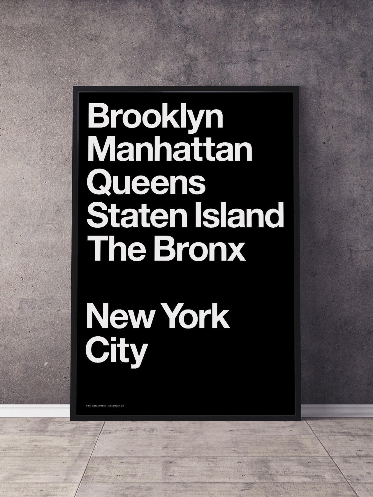 NYC Boroughs (White on Black)