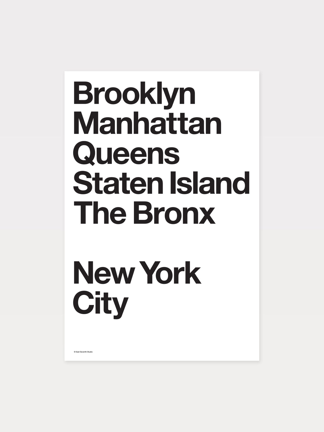 NYC Boroughs (Black on White)
