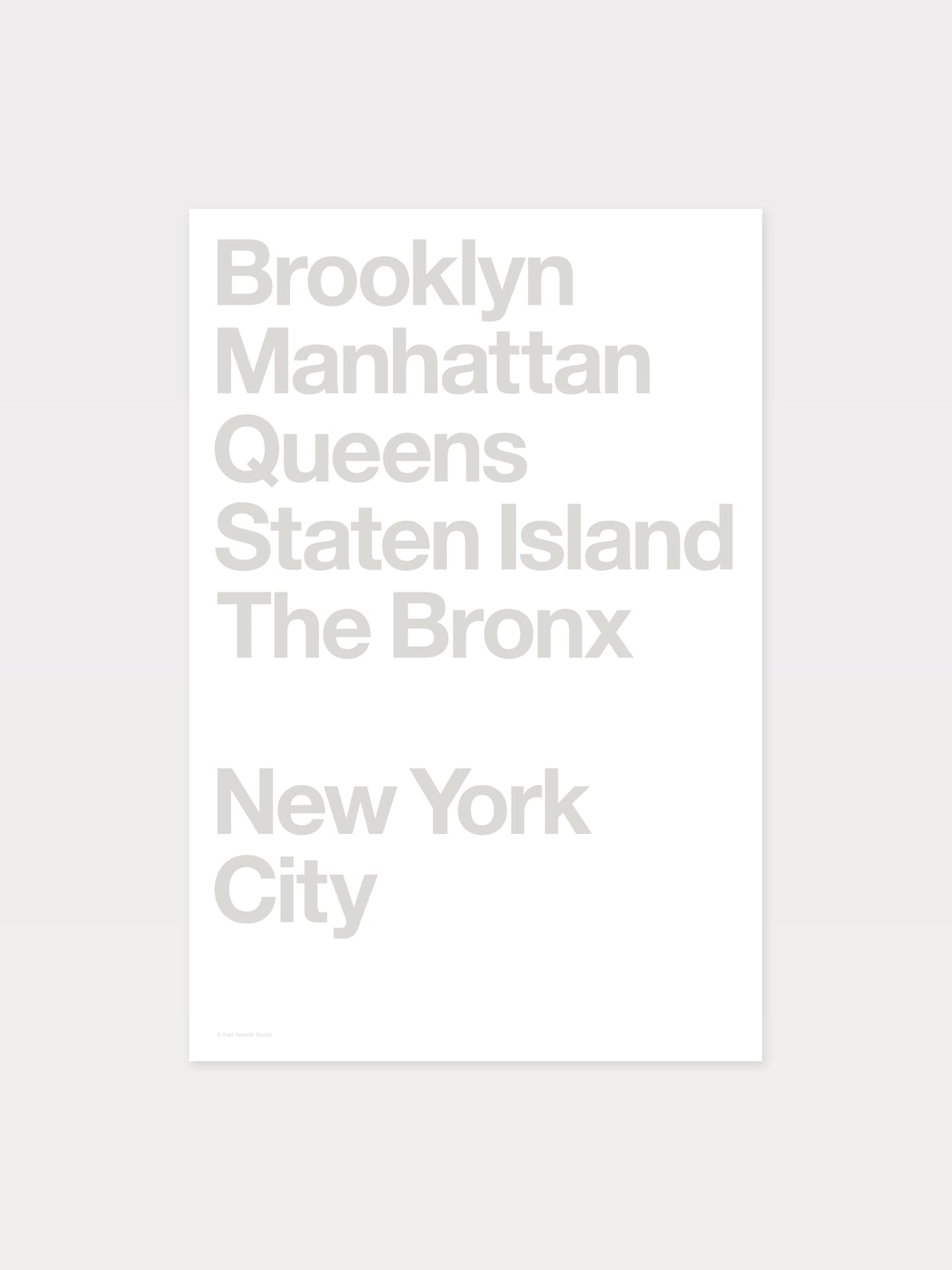 NYC Boroughs (Grey on White)