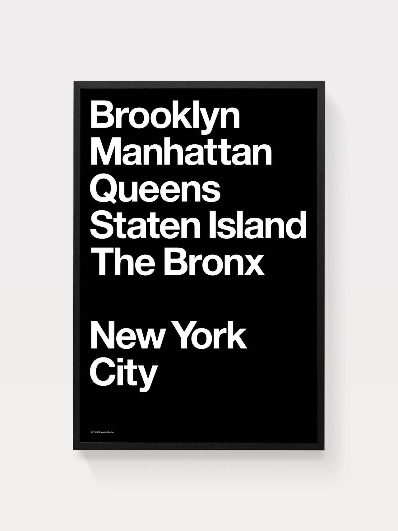 NYC Boroughs (White on Black)