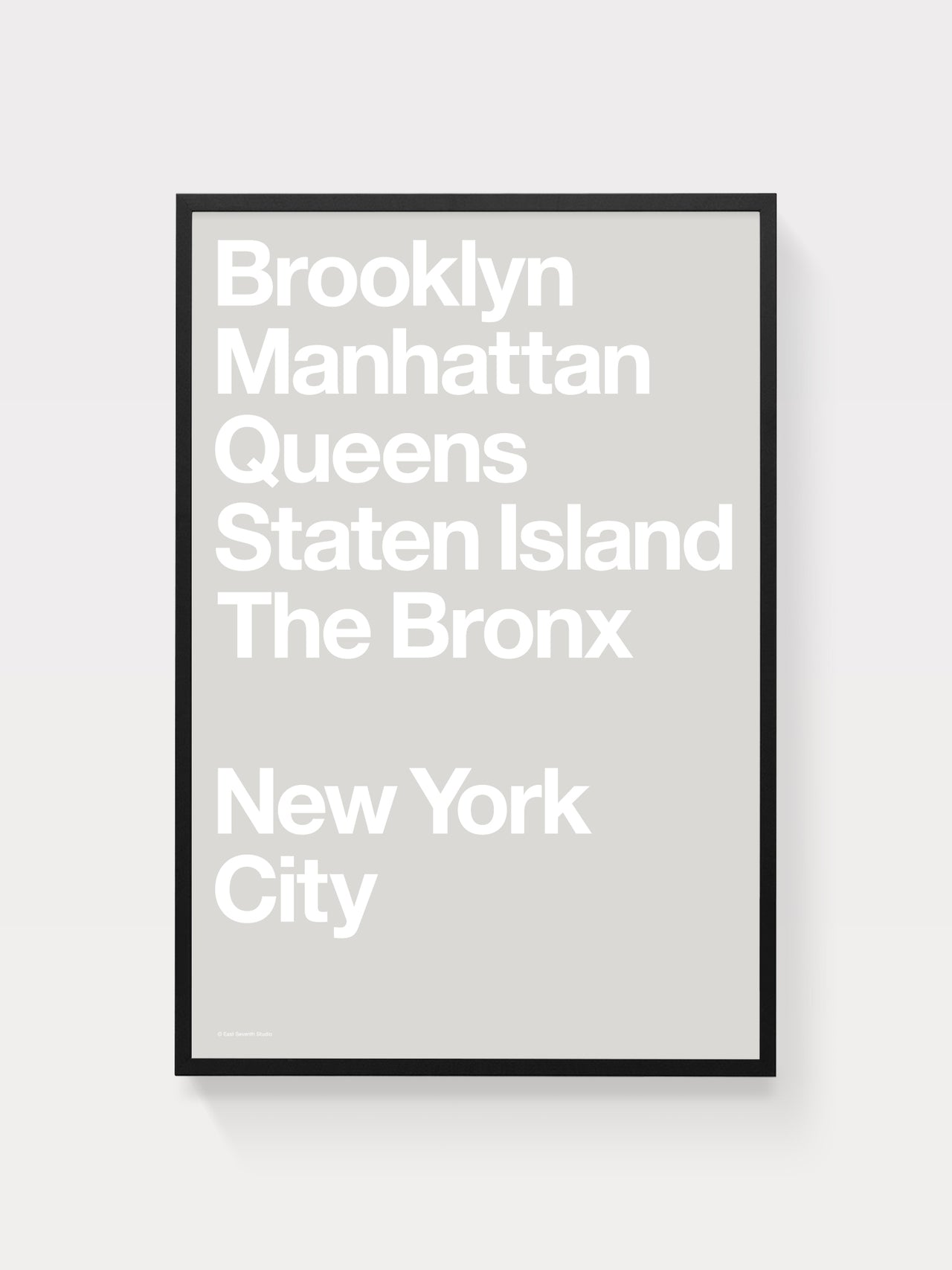 NYC Boroughs (White on Grey)