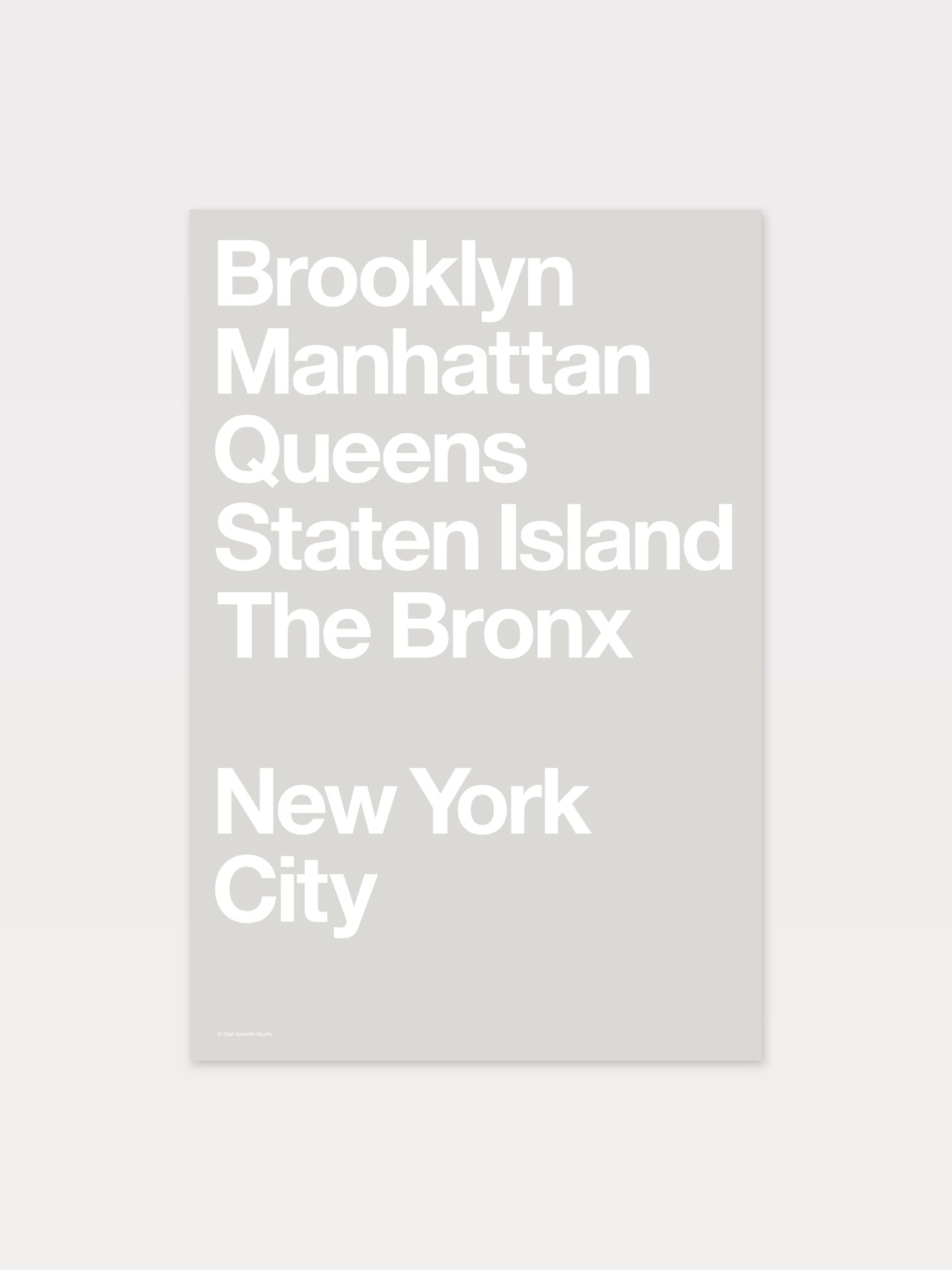 NYC Boroughs (White on Grey)