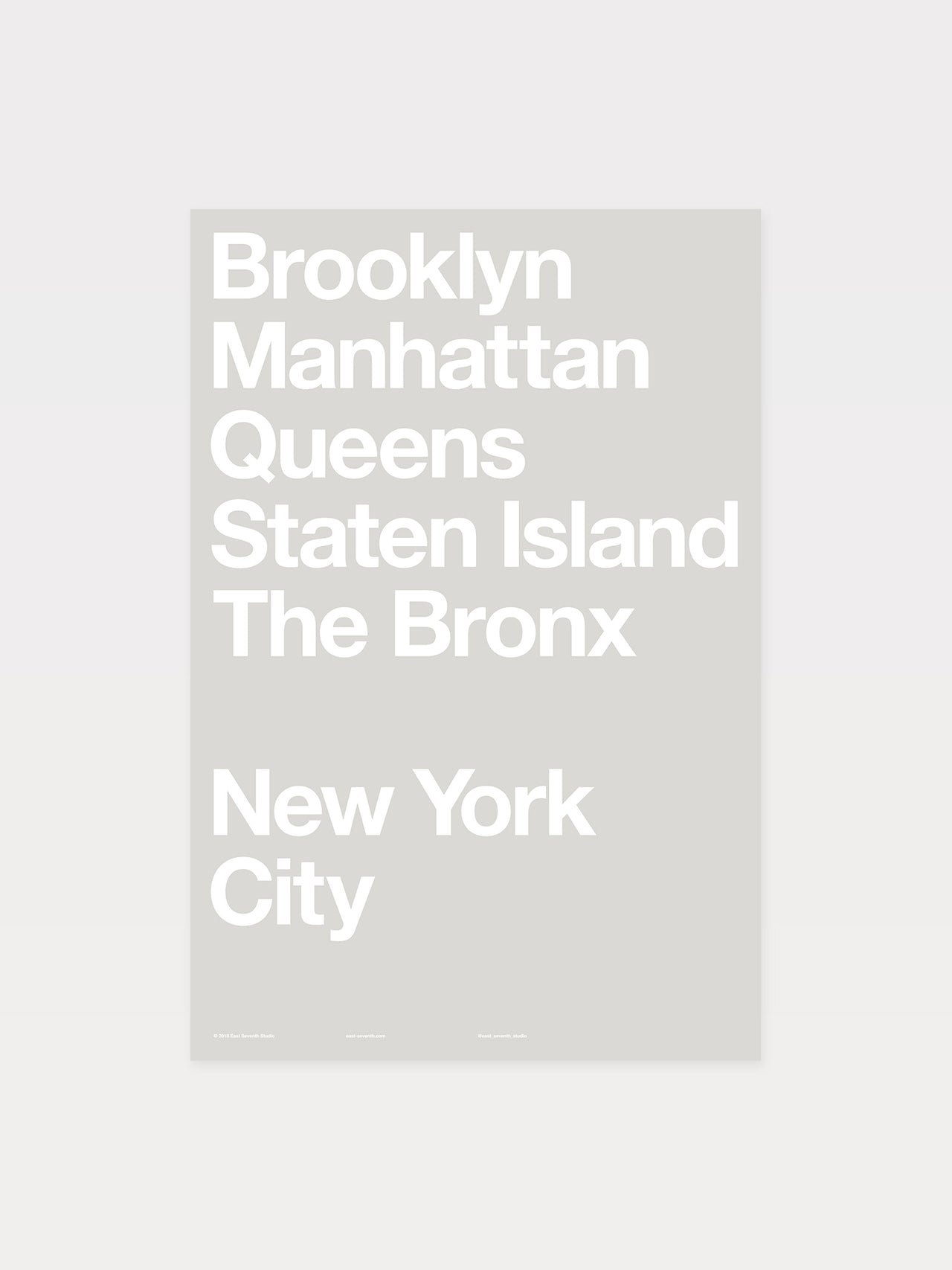 NYC Boroughs (White on Cool Grey 1)